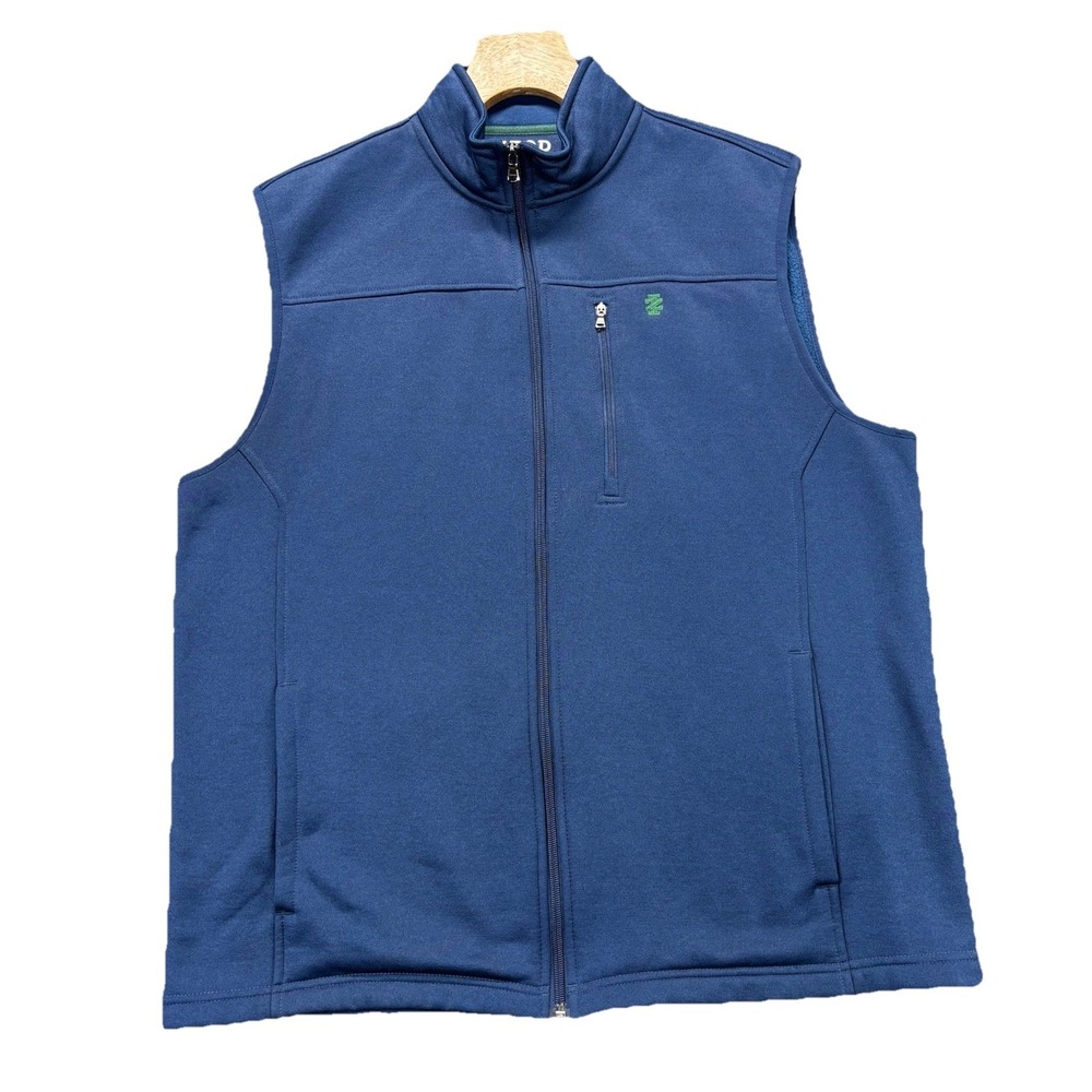 IZOD‎ Advantage Performance Vest Mens Large Blue Full Zip Stretch Mock Neck Golf